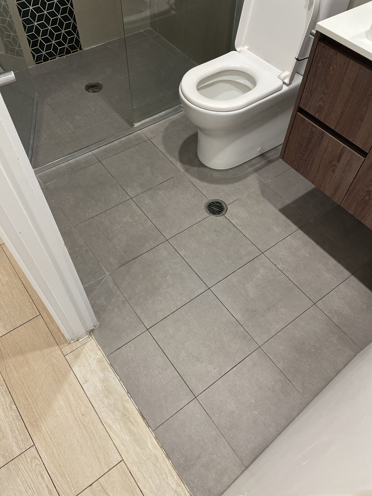 Bathroom floor after cleaning
